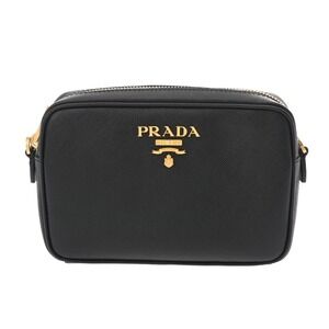 PRADA Saffiano Black Shoulder Bag Logo